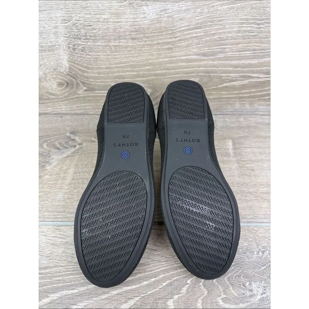 Rothy’s “The Flat” Black Knit Women’s Sz 7.5 Slip-On Round Toe Ballet Flats